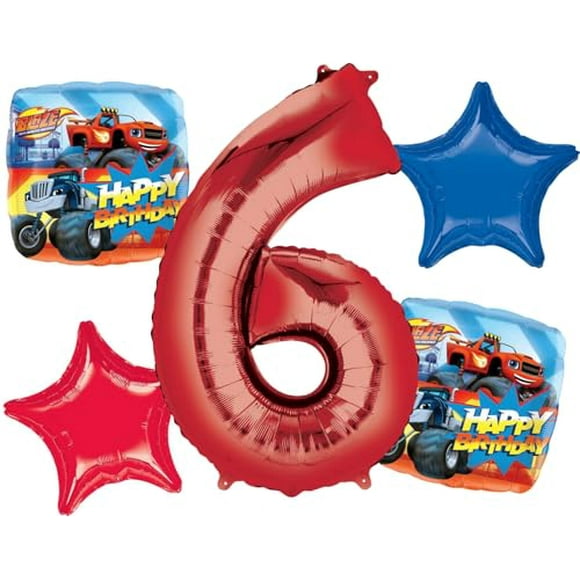 Anagram Blaze 6th Birthday Party Supplies 5pc Monster Machines Balloon Bouquet Decorations