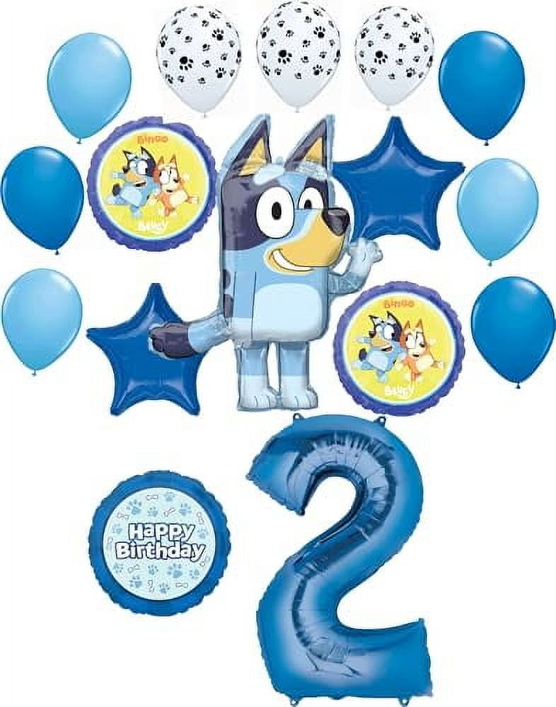 Anagram Bluey 2nd Birthday Party Supplies Bingo Foil and Latex Balloon Bouquet Decorations 16pc