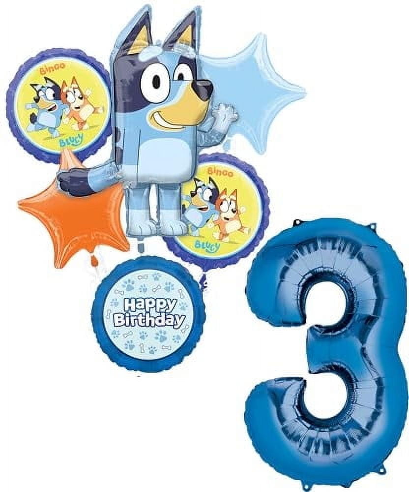 Anagram Bluey 3rd Birthday Party Supplies Foil Balloon Bouquet Decorations