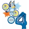 thumbnail image 1 of Anagram Bluey 4th Birthday Party Supplies Foil Balloon Bouquet Decorations, 1 of 7