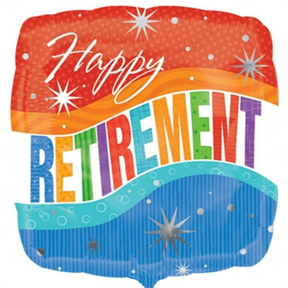 Anagram Bright Red & Blue Happy Retirement Sparkle 18" Foil Balloon
