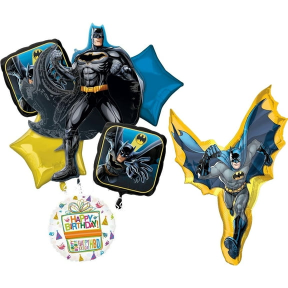 Anagram Classic Batman in Action Birthday Party Supplies 7pc Balloon Bouquet Decorations