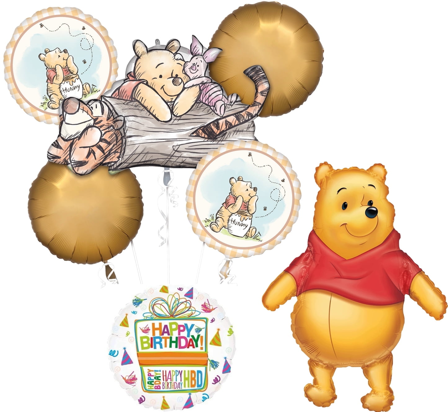 Anagram Classic Pooh Big as Life Birthday Party Supplies 7pc Balloon Bouquet Decorations