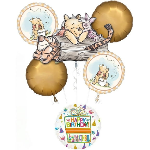 Anagram Classic Pooh Birthday Party Supplies 6pc Balloon Bouquet Decorations