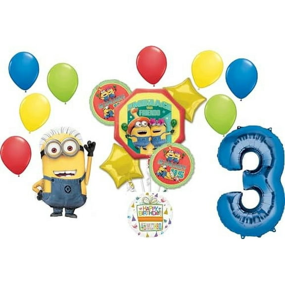 Anagram Despicable Me Minions 3rd Birthday Party Balloon Bouquet Decorations
