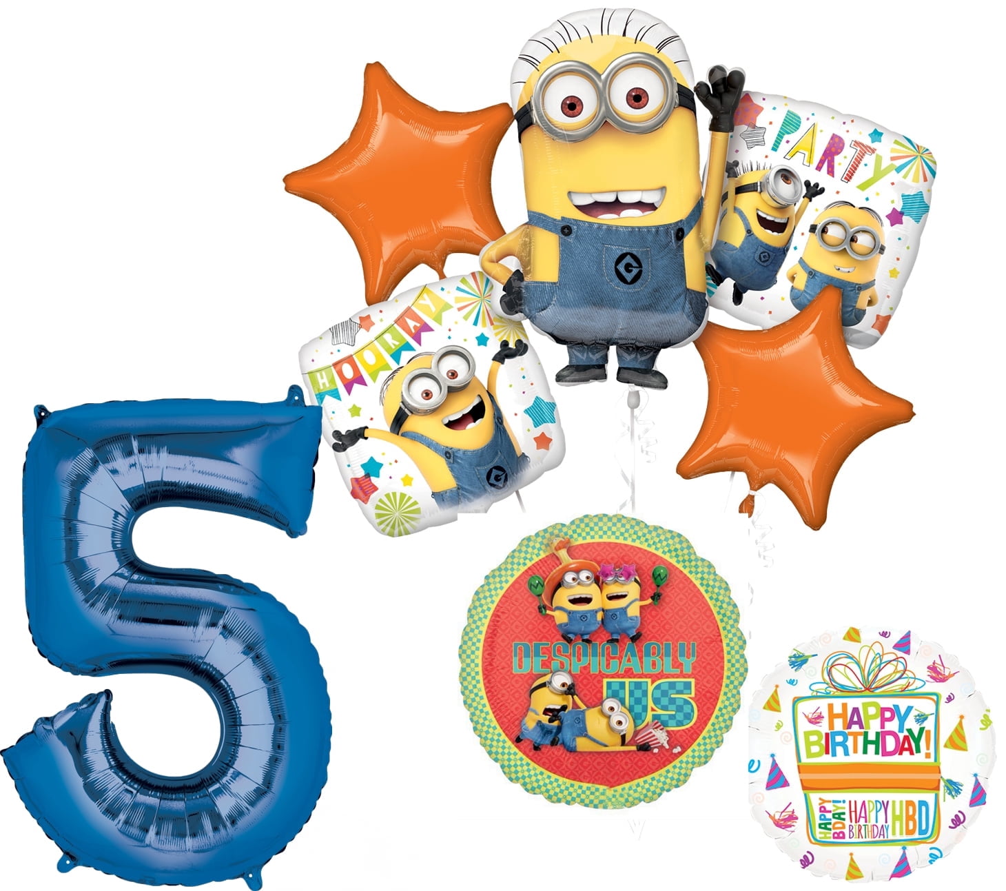 Anagram Despicable Me Minions 5th Birthday Party Supplies 8 pc Balloon Bouquet Decorations