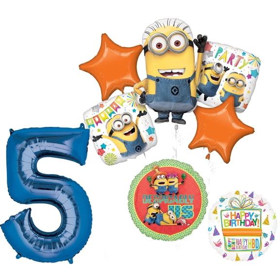 Anagram Despicable Me Minions 5th Birthday Party Supplies 8 pc Balloon Bouquet Decorations