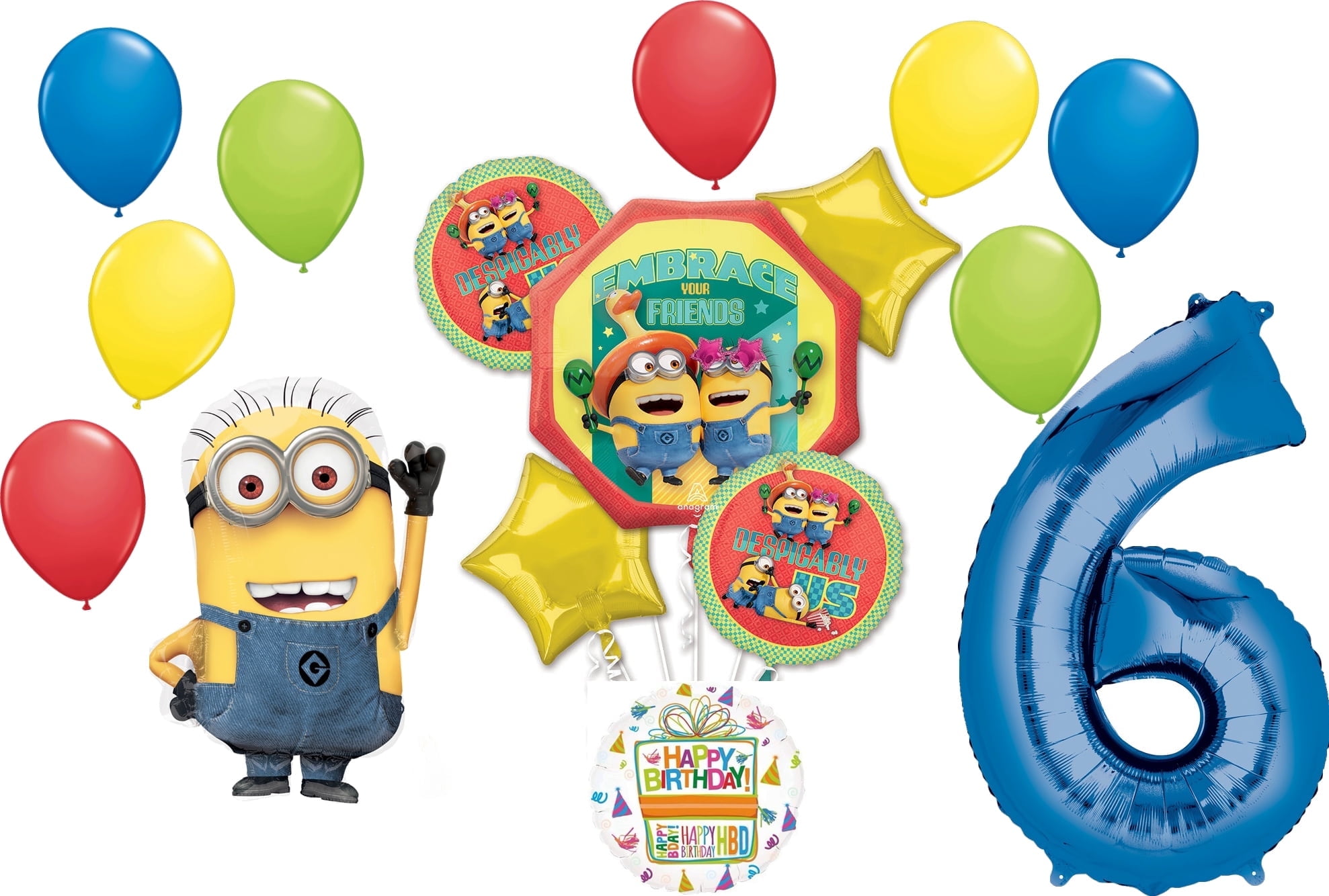 Anagram Despicable Me Minions 6th Birthday Party Balloon Bouquet Decorations
