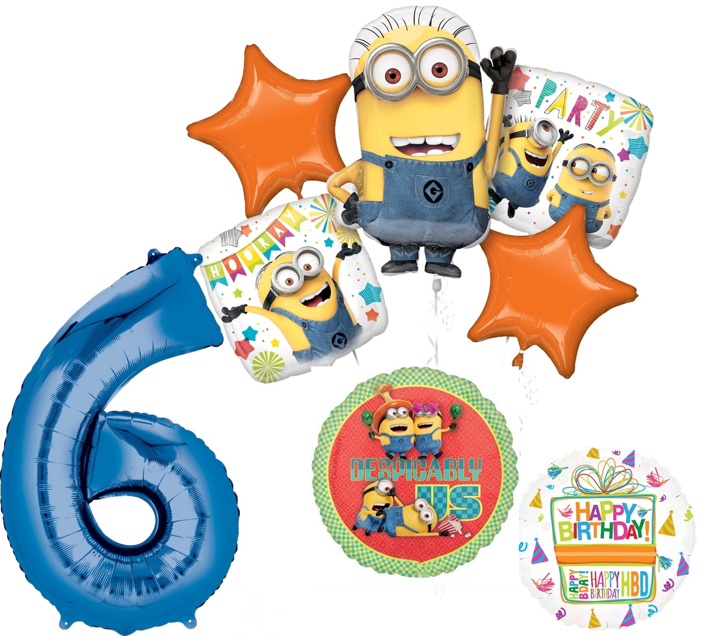 Anagram Despicable Me Minions 6th Birthday Party Supplies 8 pc Balloon Bouquet Decorations