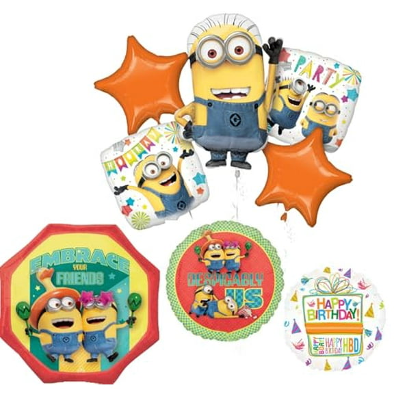Anagram Despicable me 4 Minions Birthday Party Supplies 8 pc Balloon Bouquet Decorations