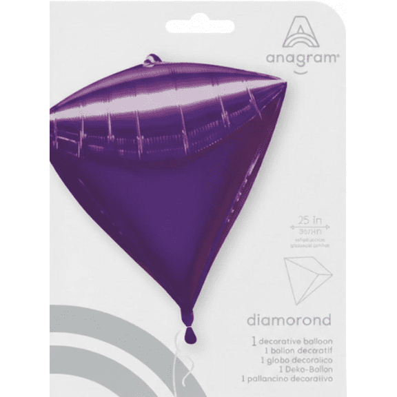 Anagram Diamorond 25 Purple Foil Balloon Diamond Shape Party Decoration