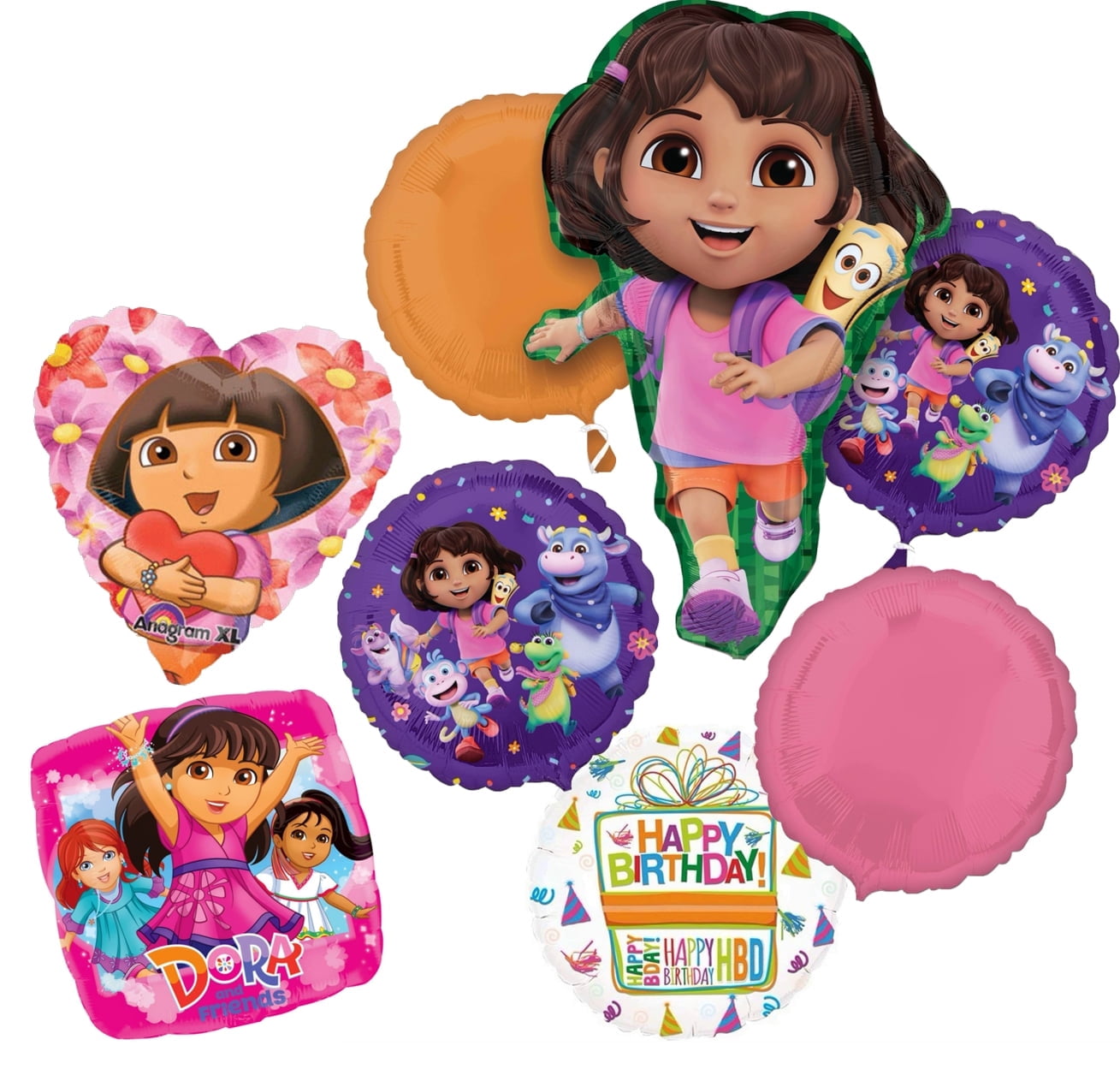 Anagram Dora's Birthday Party Supplies 8pc Foil Balloon Bouquet Decorations