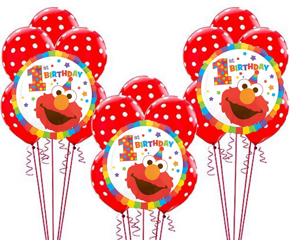 Anagram Elmo 1st Birthday Balloon Kit, Red, 18 Piece, Foil and Latex Balloons