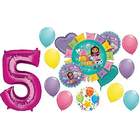 Anagram Gabby's Dollhouse 5th Birthday Party Supplies and Cats Balloon Bouquet Decorations