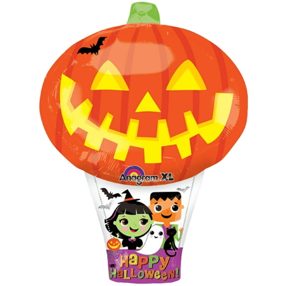 Anagram Halloween Jack-O-Lantern Hot Air Balloon 18" Foil Balloon, Orange