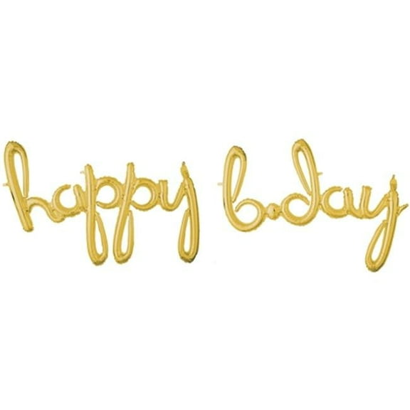 Anagram Happy Bday Gold Script Phrase Air Filled Foil Balloon
