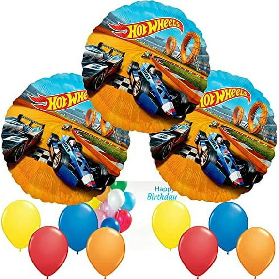 Anagram Hot Wheels Licensed Mylar Foil Balloon Set Bundle, Party Accessory, Multicolored