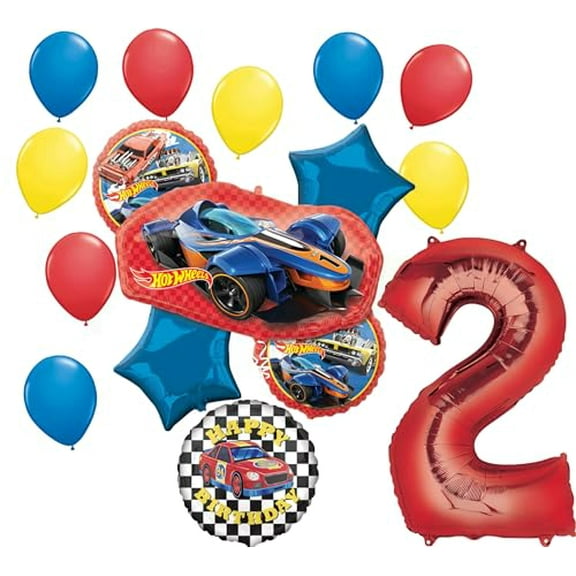 Anagram Hot Wheels Ultimate 2nd Birthday Party Balloon Bouquet Decorations