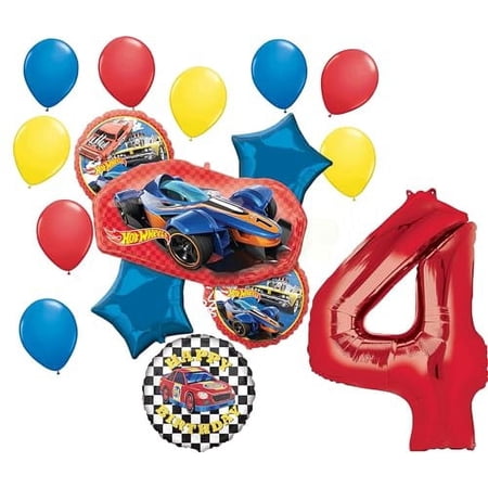 Anagram Hot Wheels Ultimate 4th Birthday Party Balloon Bouquet Decorations