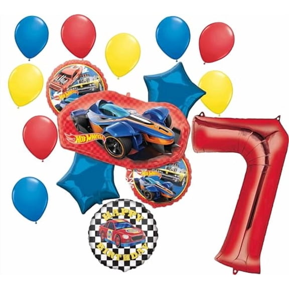 Anagram Hot Wheels Ultimate 7th Birthday Party Balloon Bouquet Decorations