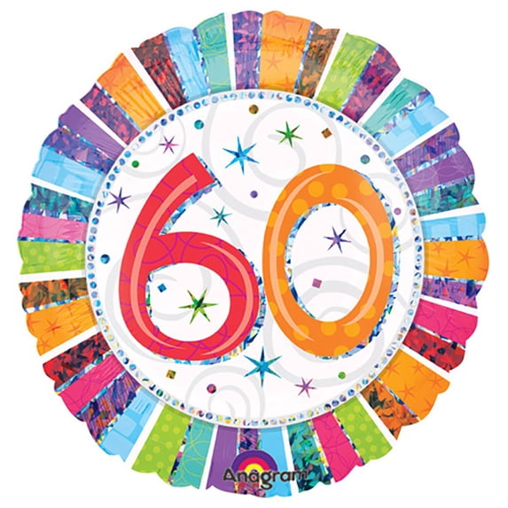 Anagram International Radiant Birthday "60" Balloon, 18", Multicolor
