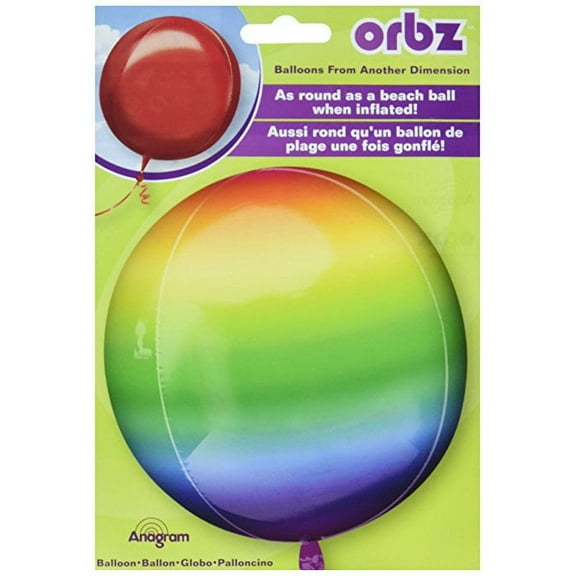Anagram International Rainbow Orbz Balloon Pack, 16", Multicolor