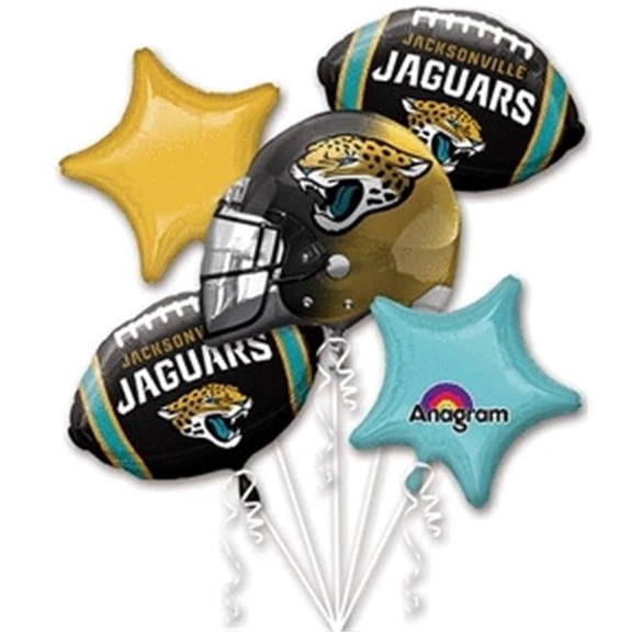 Anagram Jacksonville Jaguars Helmet Bouquet 5pc Football Foil Balloons, Gold Teal Black