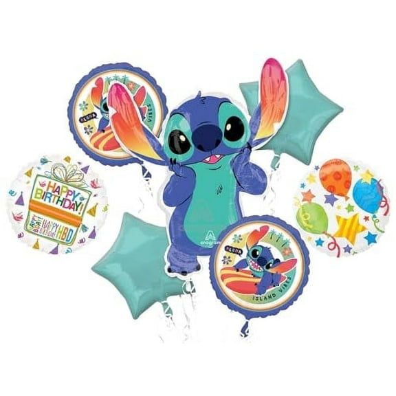 Anagram Jumbo & Round Foil Balloons, Multicolor Stitch, 7 oz, 7 Count