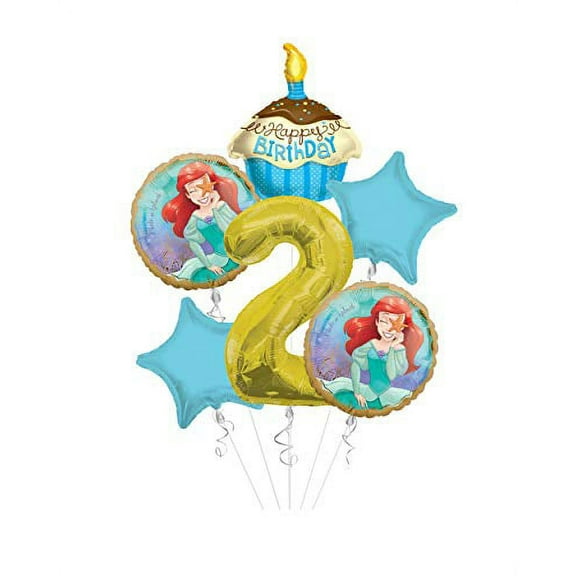 Anagram/Kaleidoscope Princess Little Mermaid (Ariel) Once Upon A Time Happy Birthday Balloon Bouquet 6 pc, 2nd Birthday, | Viva Party Balloon Collection