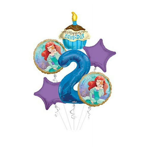 Anagram/Kaleidoscope Princess Little Mermaid (Ariel) Once Upon A Time Happy Birthday Balloon Bouquet 6 pc, 2nd Birthday, | Viva Party Balloon Collection
