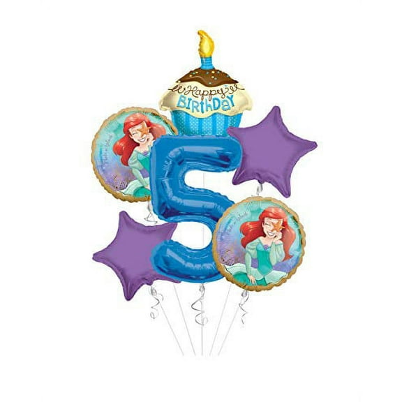 Anagram/Kaleidoscope Princess Little Mermaid (Ariel) Once Upon A Time Happy Birthday Balloon Bouquet 6 pc, 5th Birthday, | Viva Party Balloon Collection