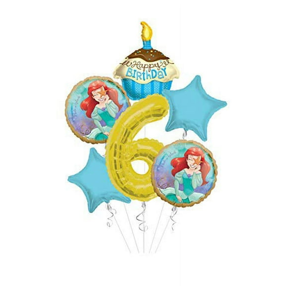 Anagram/Kaleidoscope Princess Little Mermaid (Ariel) Once Upon A Time Happy Birthday Balloon Bouquet 6 pc, 6th Birthday, | Viva Party Balloon Collection