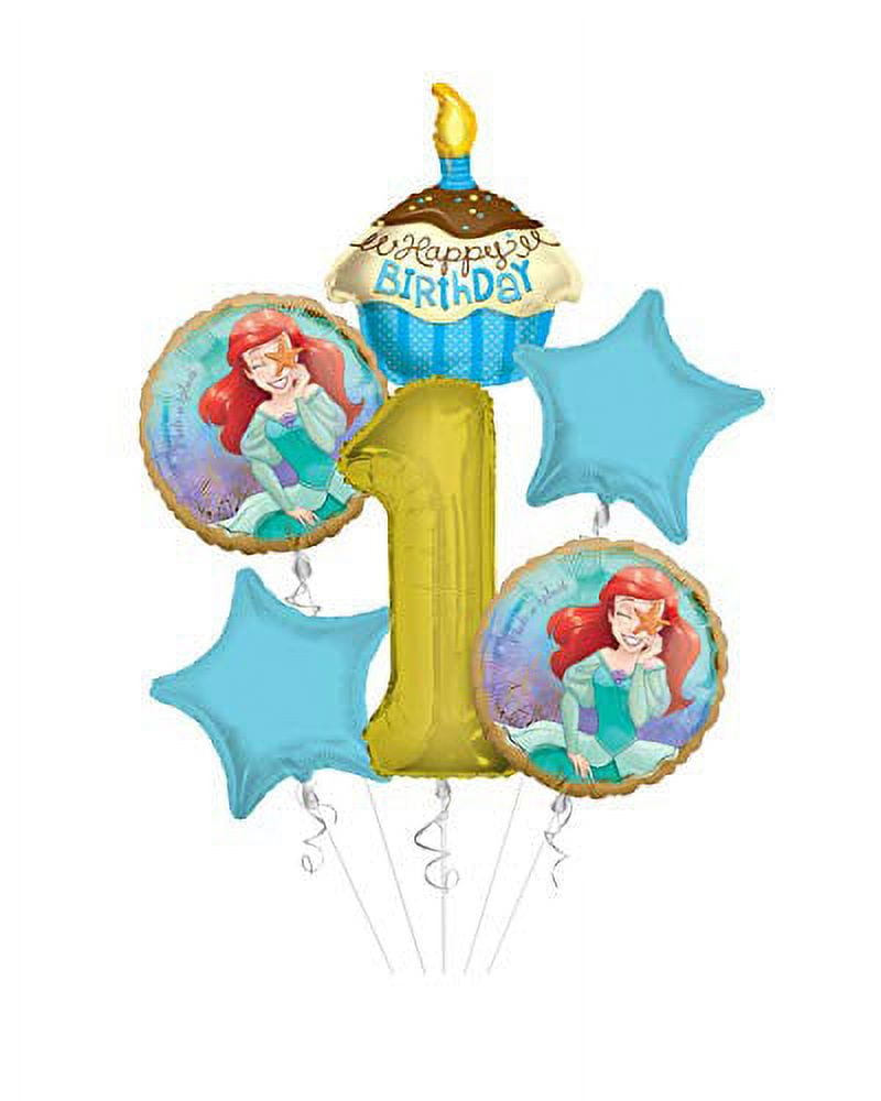 Anagram/Kaleidoscope Princess Little Mermaid (Ariel) Once Upon A Time Happy Birthday Balloon Bouquet 6 pc, 1st Birthday, | Viva Party Balloon Collection