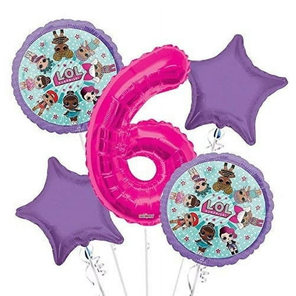 Anagram LOL Surprise Balloon Bouquet, Pink, 6 pcs, Birthday Party Supplies