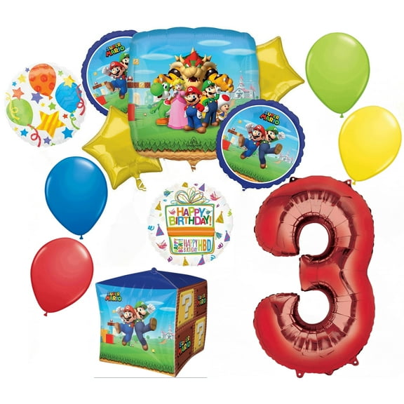 Anagram Mario Bros Party Supplies 3rd Birthday Balloon Decorations