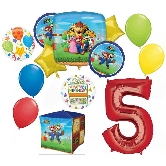 Anagram Mario Bros Party Supplies 5th Birthday Balloon Decorations