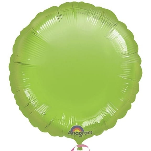 Anagram Metallic Jr Shape Mylar Solid Lime Green 18" Round Foil Balloon