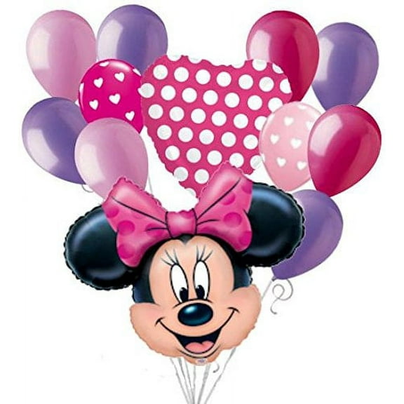 Anagram Minnie Mouse Head Bouquet Multi-color Birthday Balloons, 12 Count