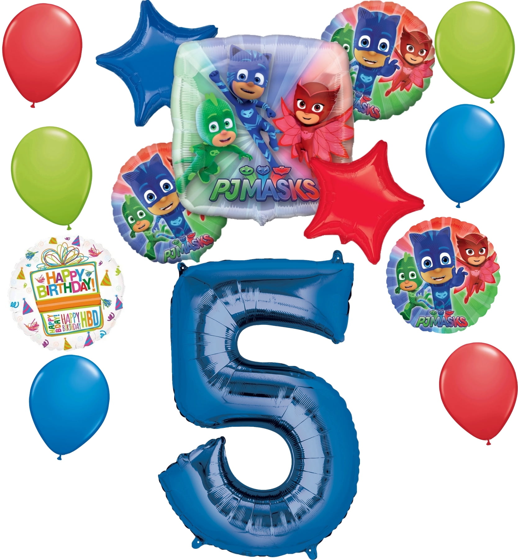 Anagram PJ Masks 5th Birthday Party Supplies Gekko Owlette Catboy Balloon Bouquet Decorations