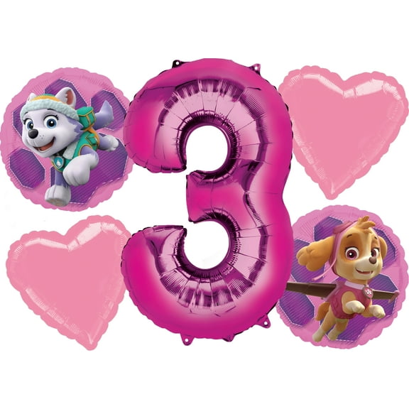 Anagram Paw Patrol Girl Balloon, Foil Pink, 5 Count