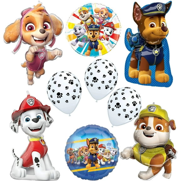 Anagram Paw Pups Chase Rubble Marshall and Skye on Patrol Birthday Party Supplies Balloon Bouquet Decorations