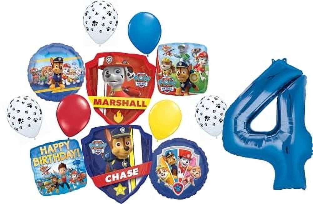 Paw Patrol Chase and Marshall 4th Birthday Party Supplies Balloon Bouquet Decorations