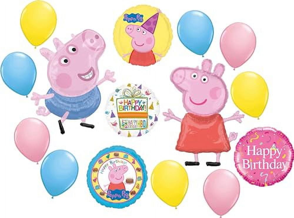 Anagram Peppa Pig and George Happy Birthday Party Supplies Foil Balloon Bouquet Decorations