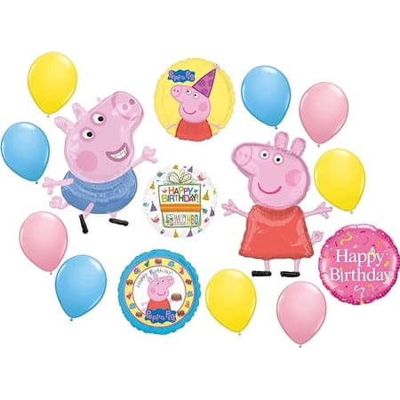 Anagram Peppa Pig and George Happy Birthday Party Supplies Foil Balloon Bouquet Decorations