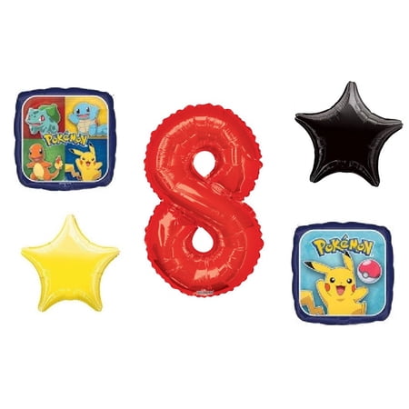 Anagram Pikachu Foil Pokemon Birthday Balloons, 5 Piece