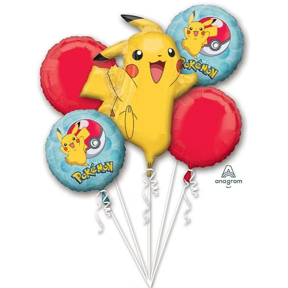 Anagram Pokemon GO Pikachu and Friends 5 Mylar Balloons Bouquet ~ Party Supplies