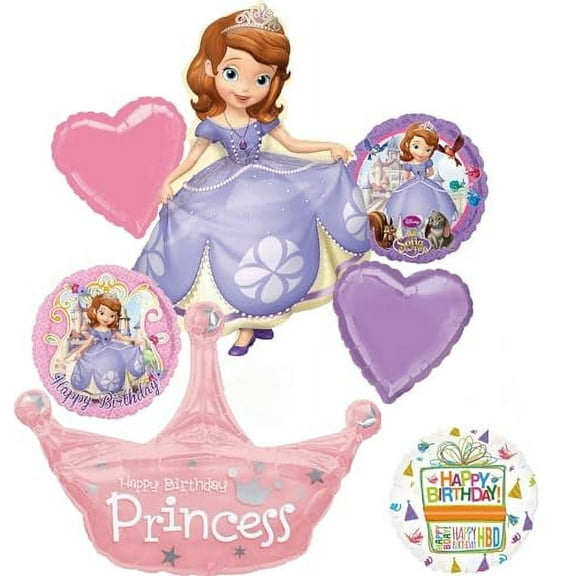 Anagram Princess Sofia the First Birthday Party Supplies Crown Balloon Bouquet Decorations
