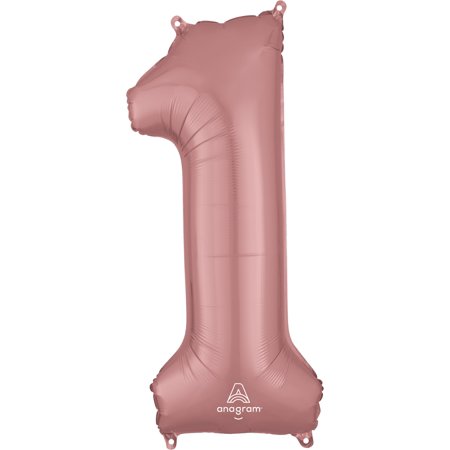 Anagram Foil Number 1 Balloon, 34in, Rose Gold