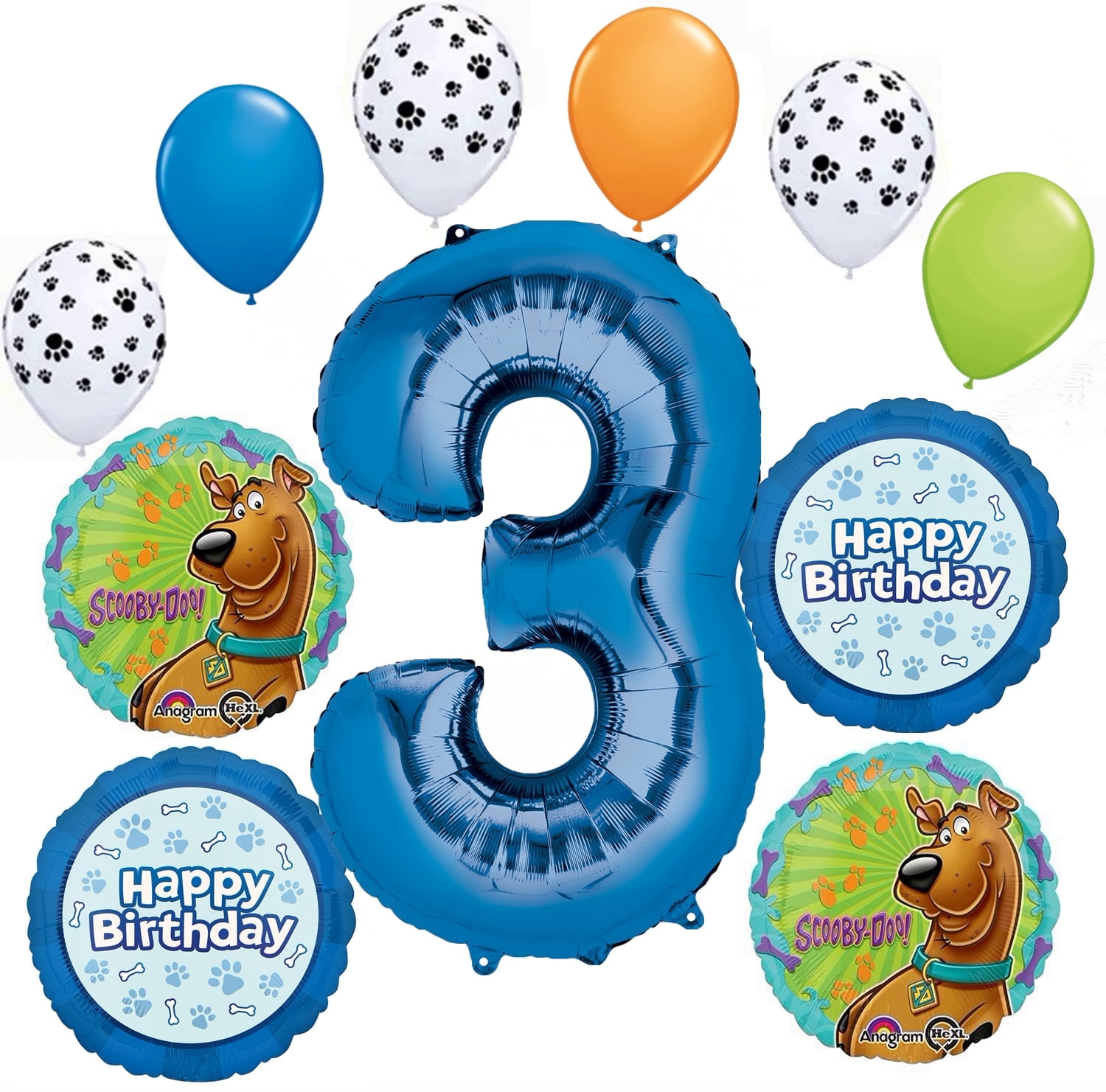 Anagram Scooby Dooby Doo 3rd Birthday Party Supplies 11 pc Balloon Bouquet Decorations