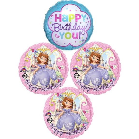 Anagram Sofia the First Happy Birthday Party Supplies 4pc Balloon Bouquet Decorations